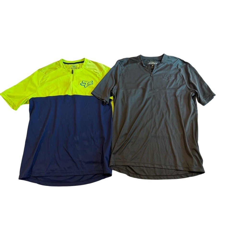 Fox Racing Altitude MTB Cycling Jersey Lot of 2 Mens Medium Gray Neon 1/4 Zip